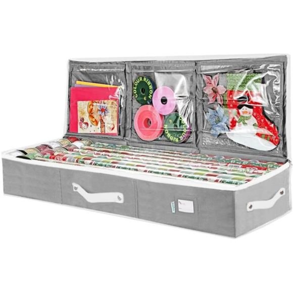 Wrapping Paper Storage Container | Gift Wrap Organizer Under Bed 41”x14”x6” Box - Picture 1 of 6